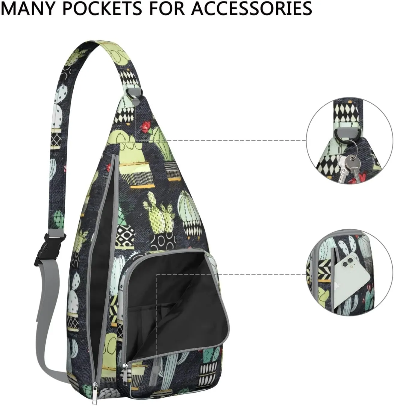 Shoulder Sling Crossbody Casual Chest Bag For Travel Sports Running,Backpack for Men & Women Lightweight Sports BagCrossbody Concealed Carry,Cactus Shoulder Bag Waterproof Chest Bag