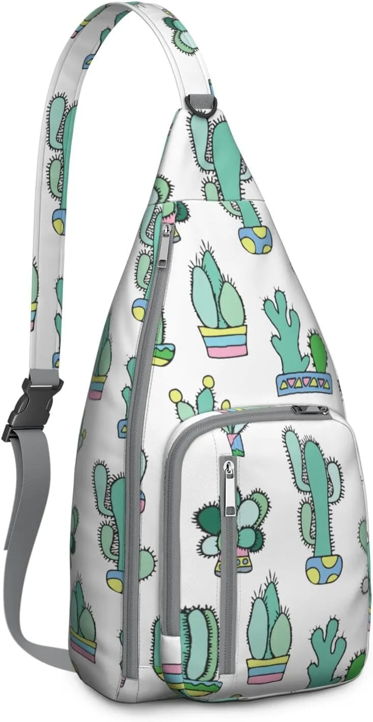 Shoulder Sling Crossbody Casual Chest Bag For Travel Sports Running,Backpack for Men & Women Lightweight Sports BagCrossbody Concealed Carry,Cactus Shoulder Bag Waterproof Chest Bag
