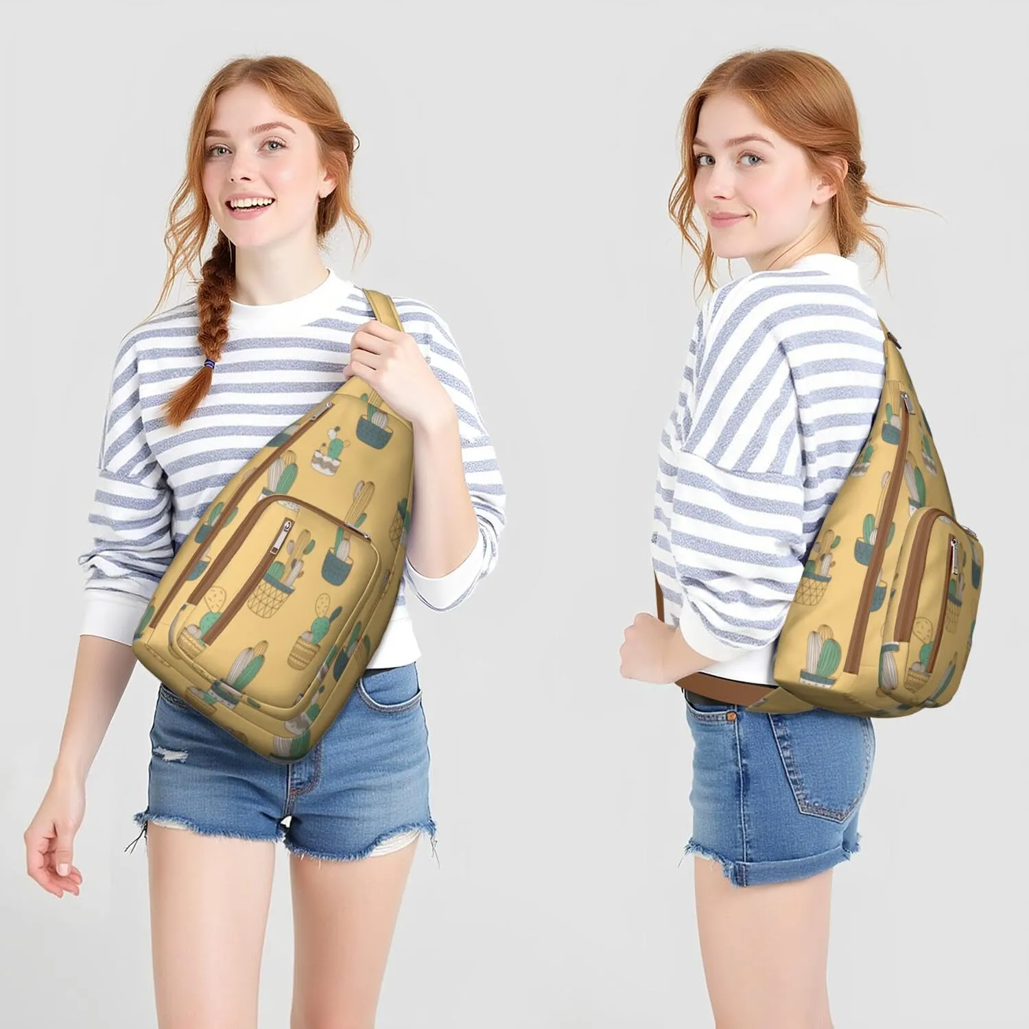 Shoulder Sling Crossbody Casual Chest Bag For Travel Sports Running,Backpack for Men & Women Lightweight Sports BagCrossbody Concealed Carry,Cactus Shoulder Bag Waterproof Chest Bag