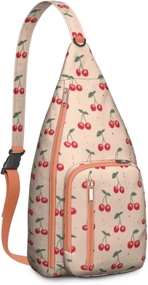 Shoulder Sling Crossbody Casual Chest Bag For Travel Sports Running,Backpack for Men & Women Lightweight Sports BagCrossbody Concealed Carry,Cherry Shoulder Bag Waterproof Chest Bag