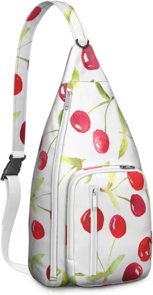 Shoulder Sling Crossbody Casual Chest Bag For Travel Sports Running,Backpack for Men & Women Lightweight Sports BagCrossbody Concealed Carry,Cherry Shoulder Bag Waterproof Chest Bag
