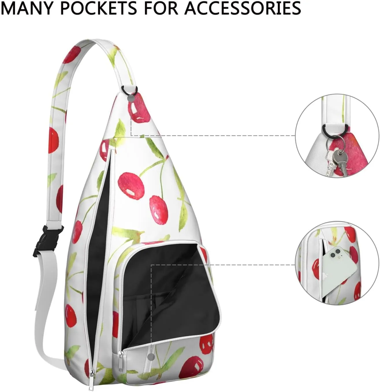 Shoulder Sling Crossbody Casual Chest Bag For Travel Sports Running,Backpack for Men & Women Lightweight Sports BagCrossbody Concealed Carry,Cherry Shoulder Bag Waterproof Chest Bag