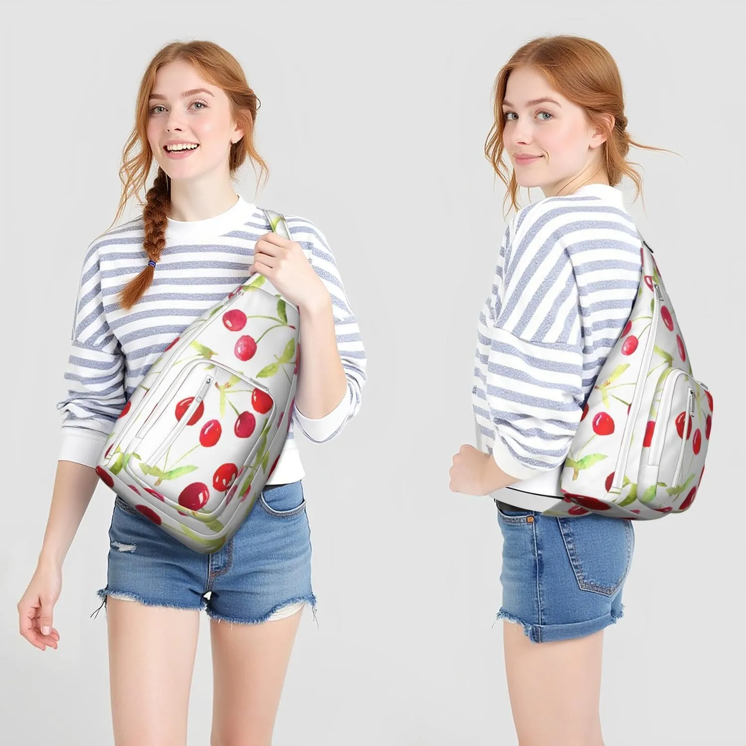 Shoulder Sling Crossbody Casual Chest Bag For Travel Sports Running,Backpack for Men & Women Lightweight Sports BagCrossbody Concealed Carry,Cherry Shoulder Bag Waterproof Chest Bag
