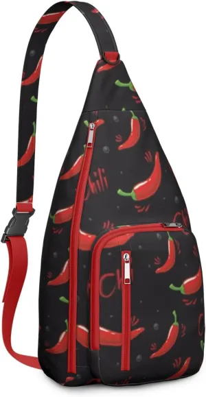 Shoulder Sling Crossbody Casual Chest Bag For Travel Sports Running,Backpack for Men & Women Lightweight Sports BagCrossbody Concealed Carry,Chili Shoulder Bag Waterproof Chest Bag