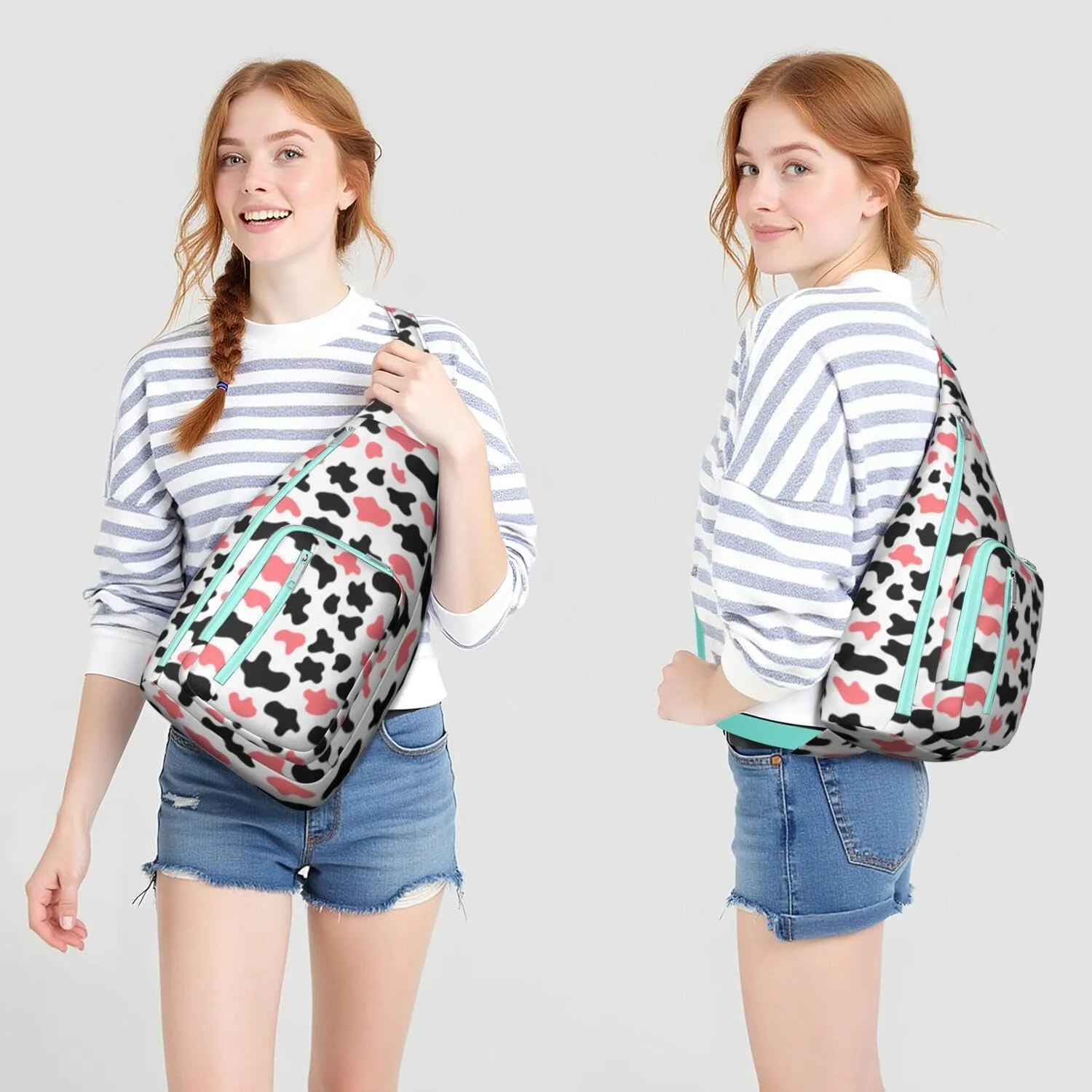 Shoulder Sling Crossbody Casual Chest Bag For Travel Sports Running,Backpack for Men & Women Lightweight Sports BagCrossbody Concealed Carry,Cow Shoulder Bag Waterproof Chest Bag