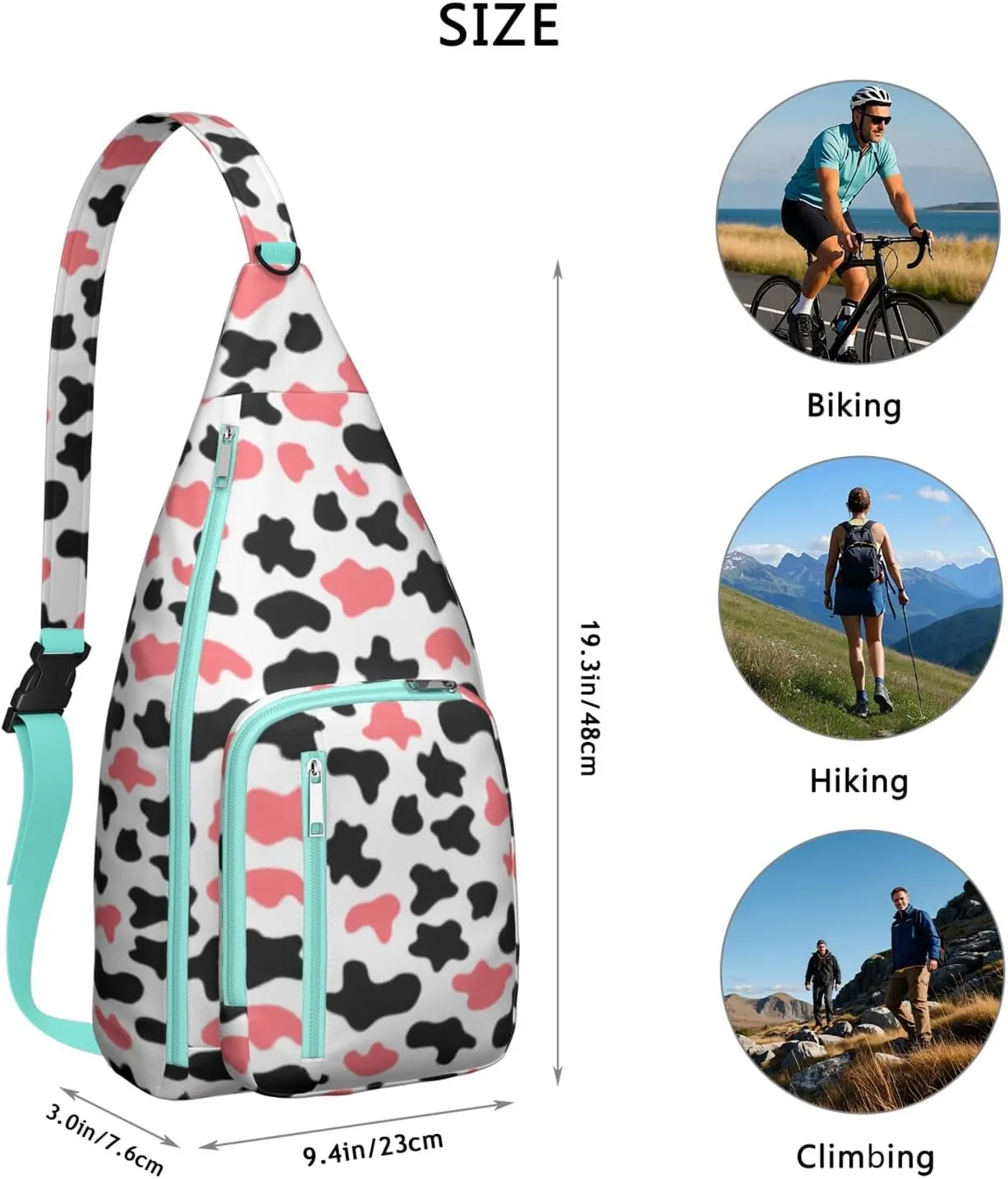Shoulder Sling Crossbody Casual Chest Bag For Travel Sports Running,Backpack for Men & Women Lightweight Sports BagCrossbody Concealed Carry,Cow Shoulder Bag Waterproof Chest Bag