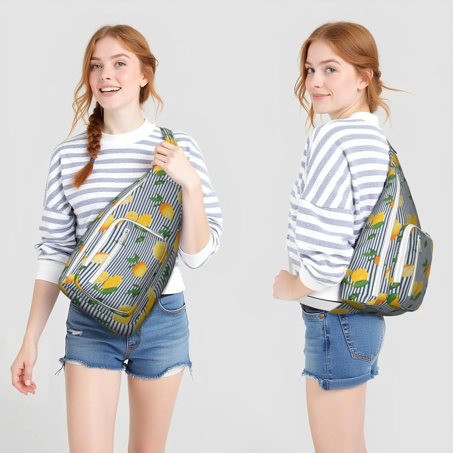 Shoulder Sling Crossbody Casual Chest Bag For Travel Sports Running,Backpack for Men & Women Lightweight Sports BagCrossbody Concealed Carry,Lemon Shoulder Bag Waterproof Chest Bag