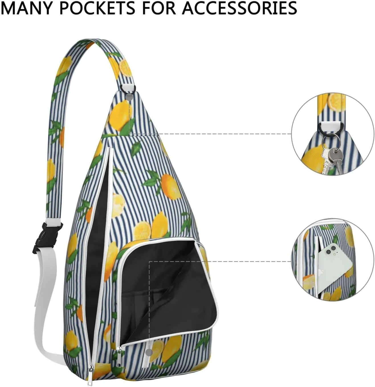 Shoulder Sling Crossbody Casual Chest Bag For Travel Sports Running,Backpack for Men & Women Lightweight Sports BagCrossbody Concealed Carry,Lemon Shoulder Bag Waterproof Chest Bag
