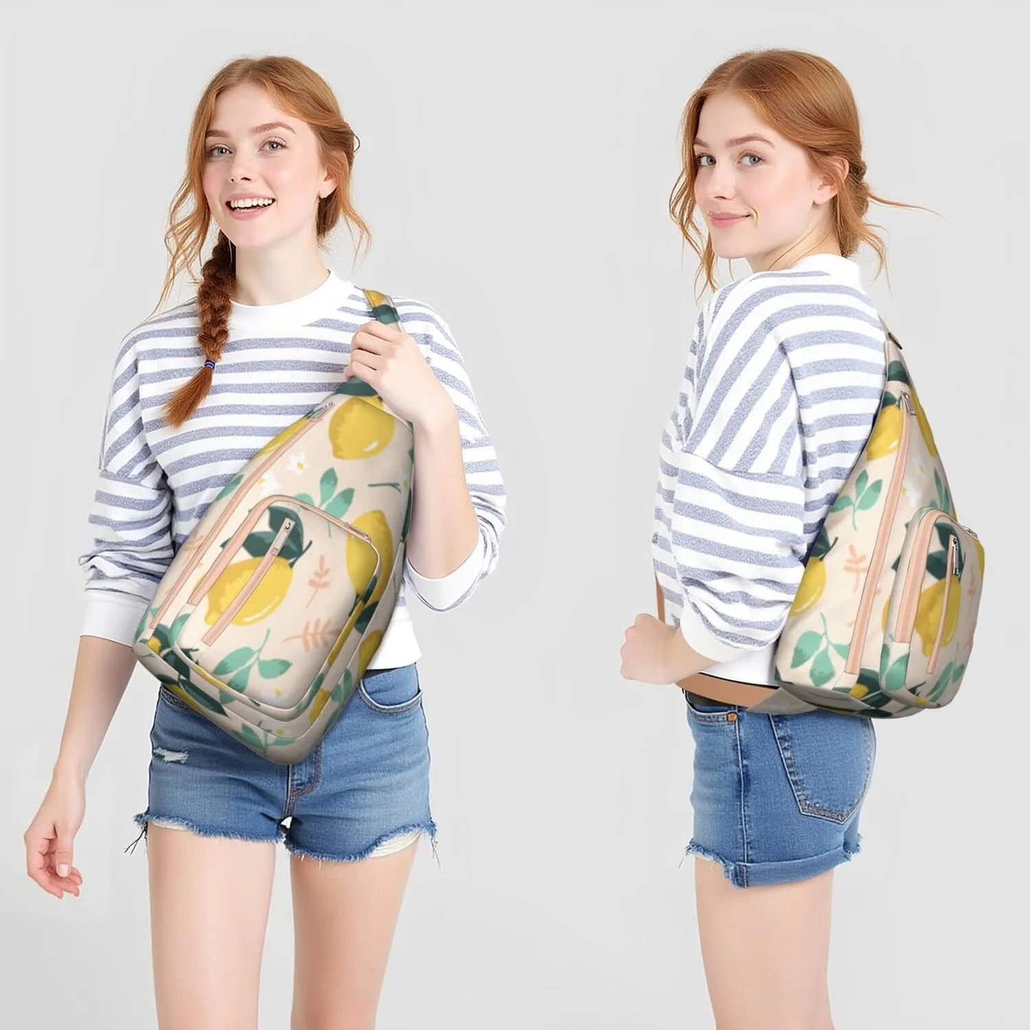 Shoulder Sling Crossbody Casual Chest Bag For Travel Sports Running,Backpack for Men & Women Lightweight Sports BagCrossbody Concealed Carry,Lemon Shoulder Bag Waterproof Chest Bag
