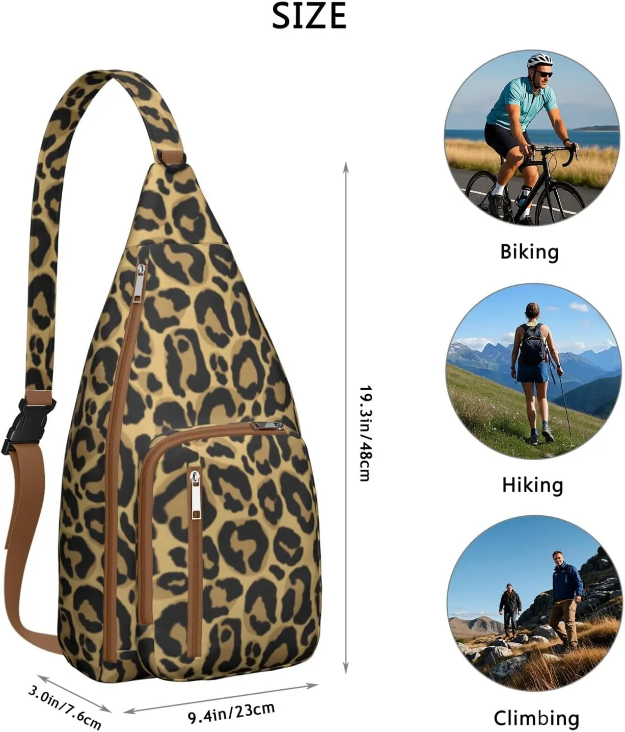 Shoulder Sling Crossbody Casual Chest Bag For Travel Sports Running,Backpack for Men & Women Lightweight Sports BagCrossbody Concealed Carry,Leopard Shoulder Bag Waterproof Chest Bag