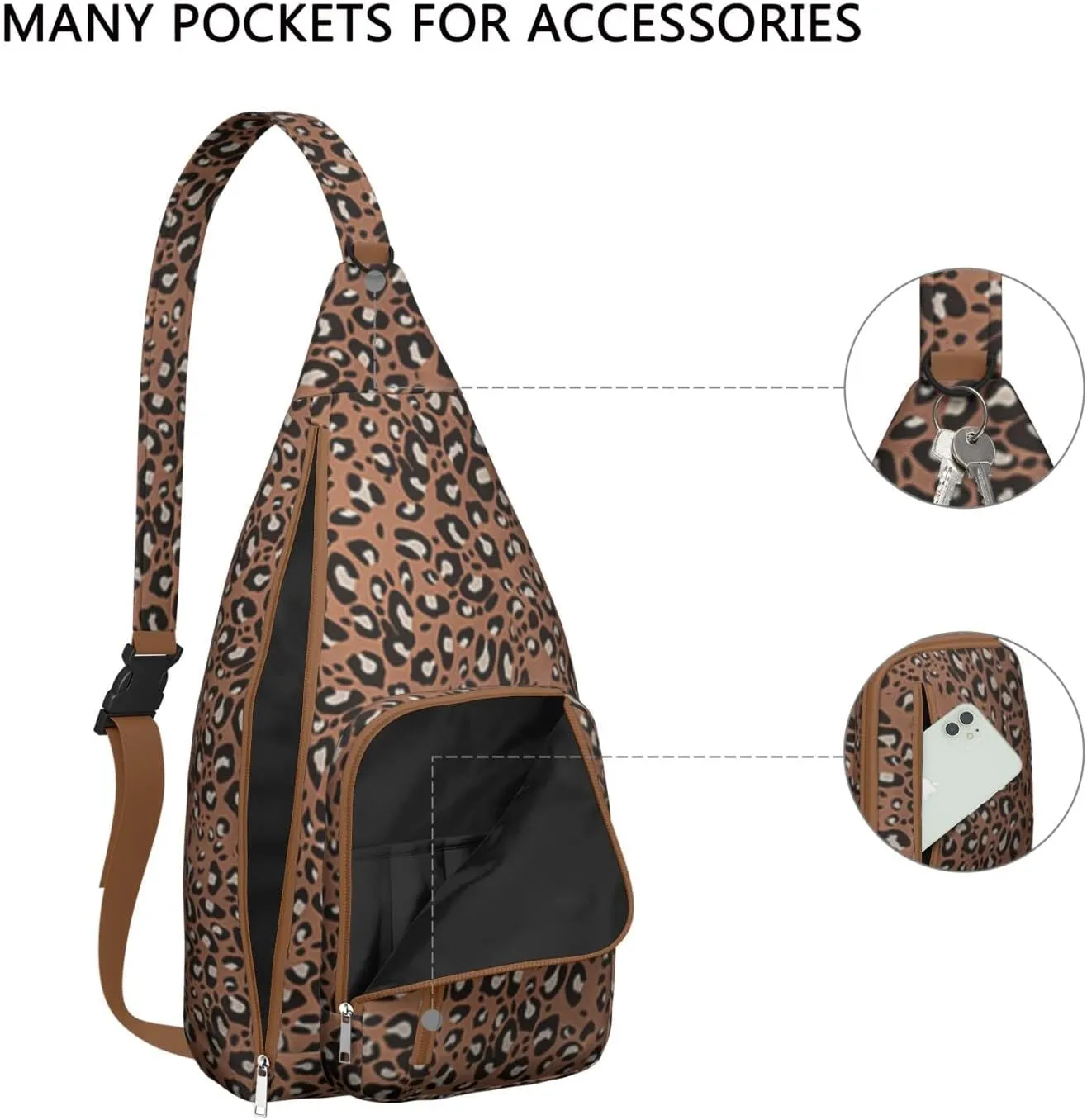 Shoulder Sling Crossbody Casual Chest Bag For Travel Sports Running,Backpack for Men & Women Lightweight Sports BagCrossbody Concealed Carry,Leopard Shoulder Bag Waterproof Chest Bag