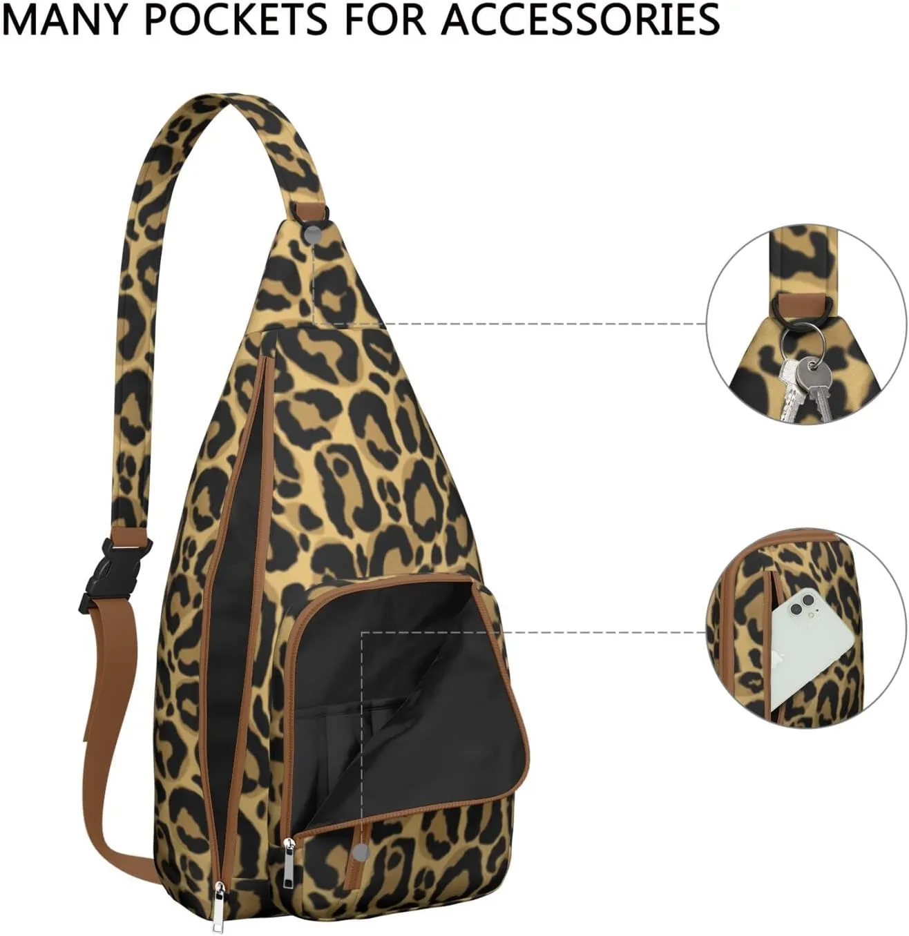 Shoulder Sling Crossbody Casual Chest Bag For Travel Sports Running,Backpack for Men & Women Lightweight Sports BagCrossbody Concealed Carry,Leopard Shoulder Bag Waterproof Chest Bag