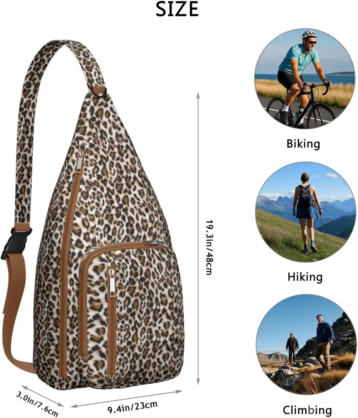 Shoulder Sling Crossbody Casual Chest Bag For Travel Sports Running,Backpack for Men & Women Lightweight Sports BagCrossbody Concealed Carry,Leopard Shoulder Bag Waterproof Chest Bag