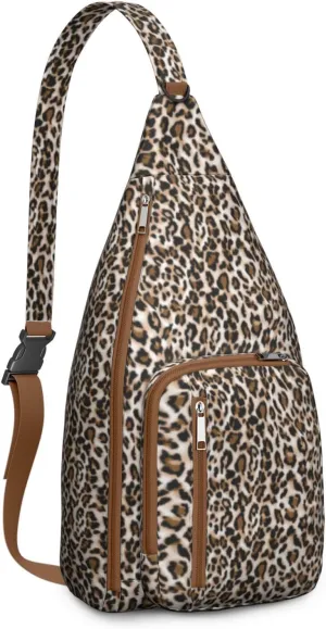Shoulder Sling Crossbody Casual Chest Bag For Travel Sports Running,Backpack for Men & Women Lightweight Sports BagCrossbody Concealed Carry,Leopard Shoulder Bag Waterproof Chest Bag