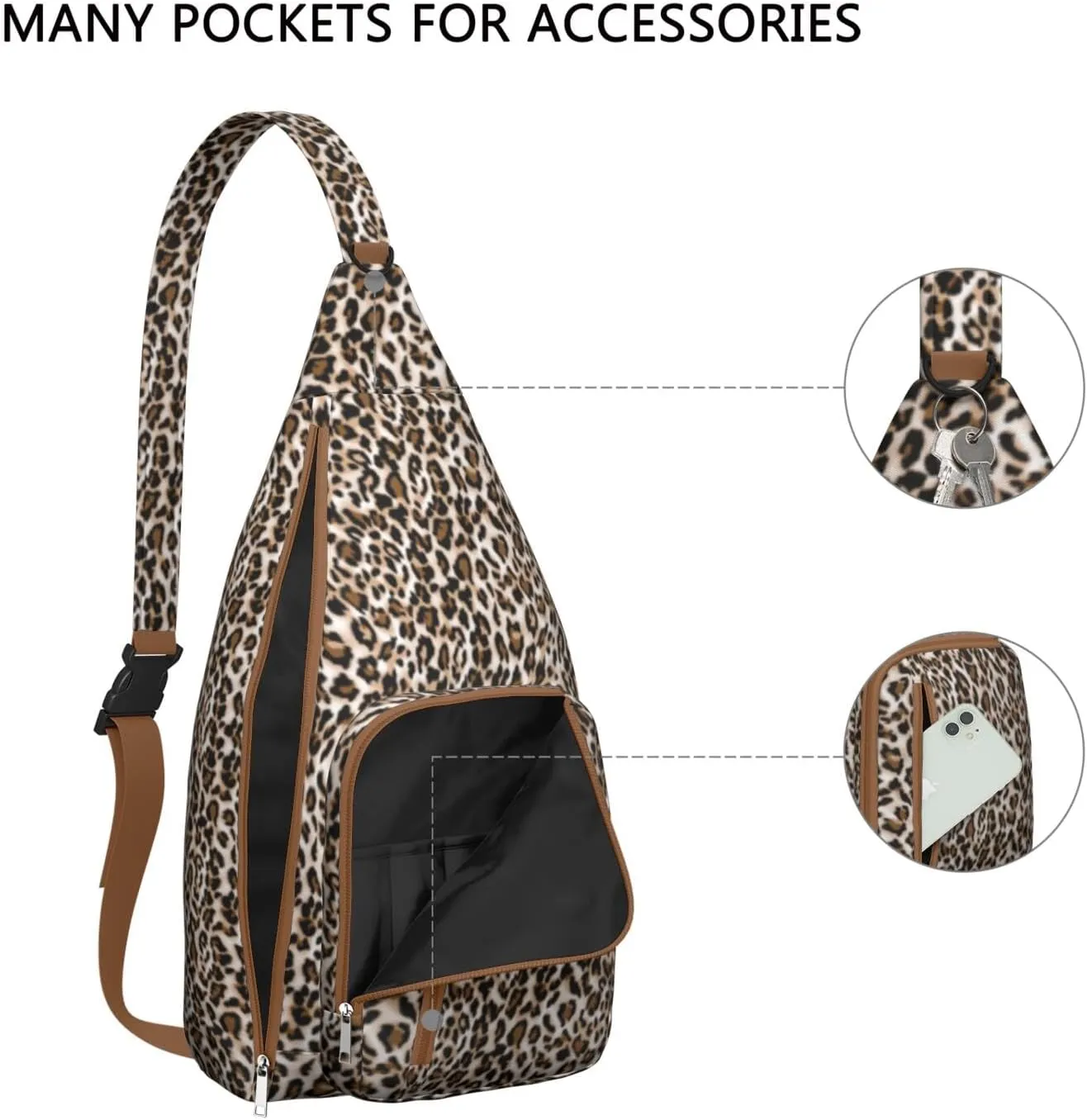 Shoulder Sling Crossbody Casual Chest Bag For Travel Sports Running,Backpack for Men & Women Lightweight Sports BagCrossbody Concealed Carry,Leopard Shoulder Bag Waterproof Chest Bag