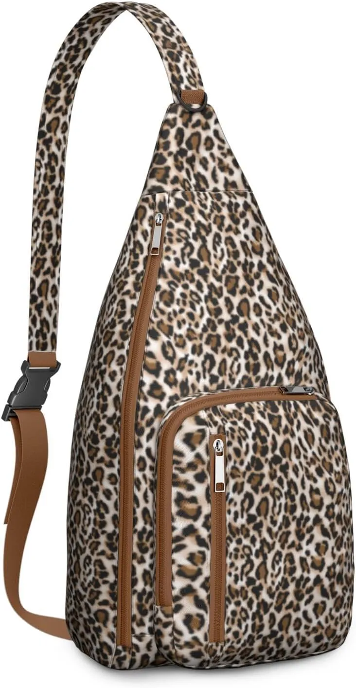 Shoulder Sling Crossbody Casual Chest Bag For Travel Sports Running,Backpack for Men & Women Lightweight Sports BagCrossbody Concealed Carry,Leopard Shoulder Bag Waterproof Chest Bag