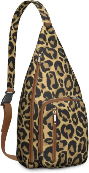 Shoulder Sling Crossbody Casual Chest Bag For Travel Sports Running,Backpack for Men & Women Lightweight Sports BagCrossbody Concealed Carry,Leopard Shoulder Bag Waterproof Chest Bag