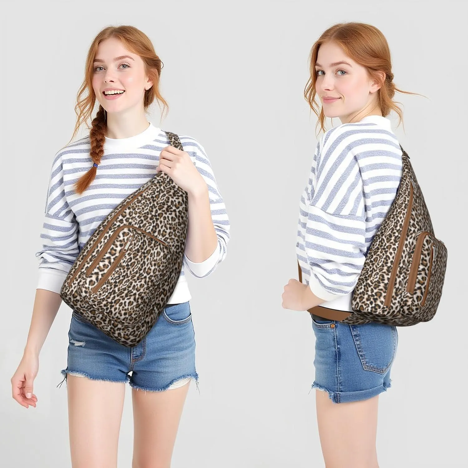 Shoulder Sling Crossbody Casual Chest Bag For Travel Sports Running,Backpack for Men & Women Lightweight Sports BagCrossbody Concealed Carry,Leopard Shoulder Bag Waterproof Chest Bag