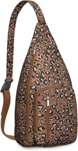 Shoulder Sling Crossbody Casual Chest Bag For Travel Sports Running,Backpack for Men & Women Lightweight Sports BagCrossbody Concealed Carry,Leopard Shoulder Bag Waterproof Chest Bag