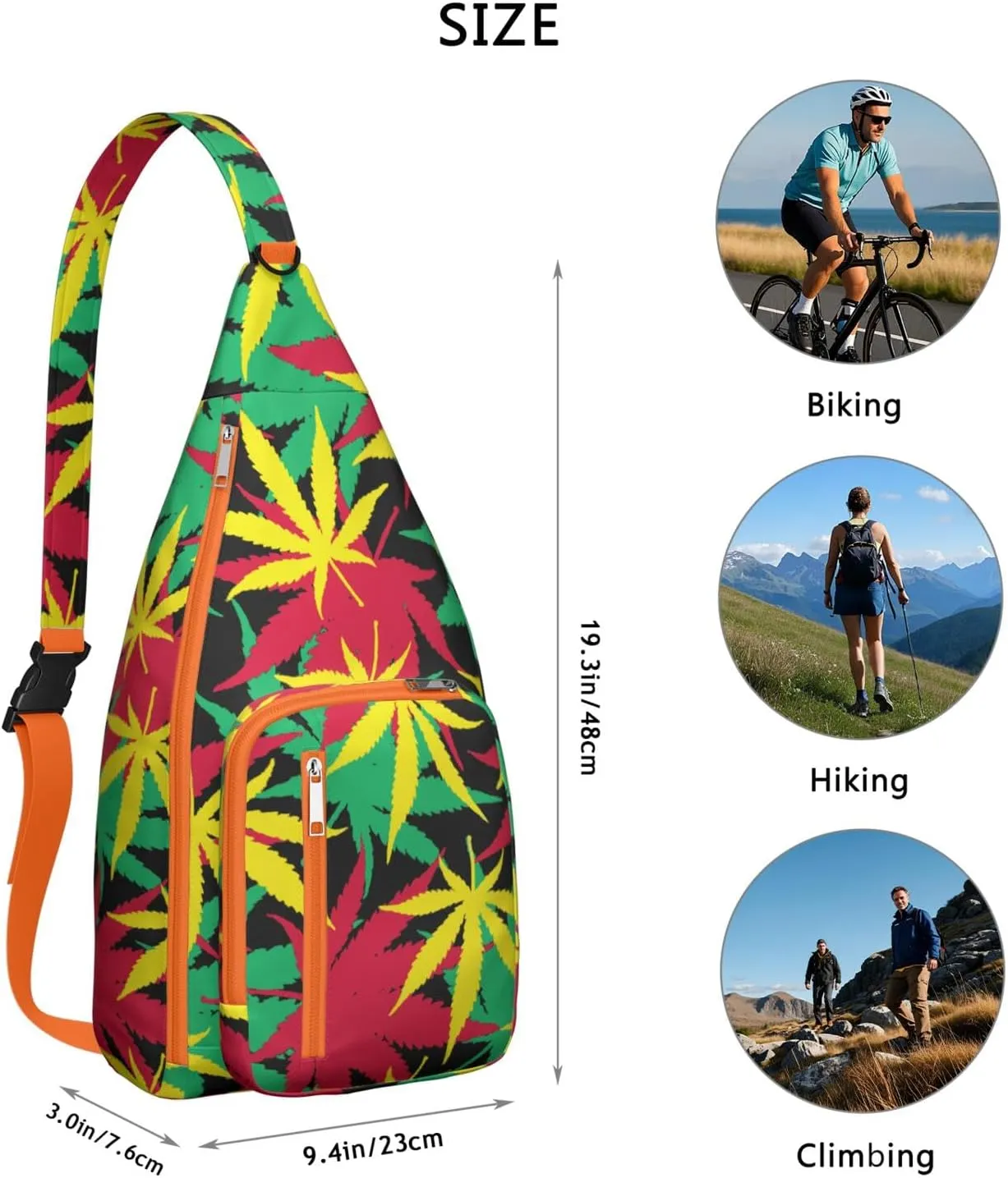 Shoulder Sling Crossbody Casual Chest Bag For Travel Sports Running,Backpack for Men & Women Lightweight Sports BagCrossbody Concealed Carry,Marijuana Leaf Shoulder Bag Waterproof Chest Bag