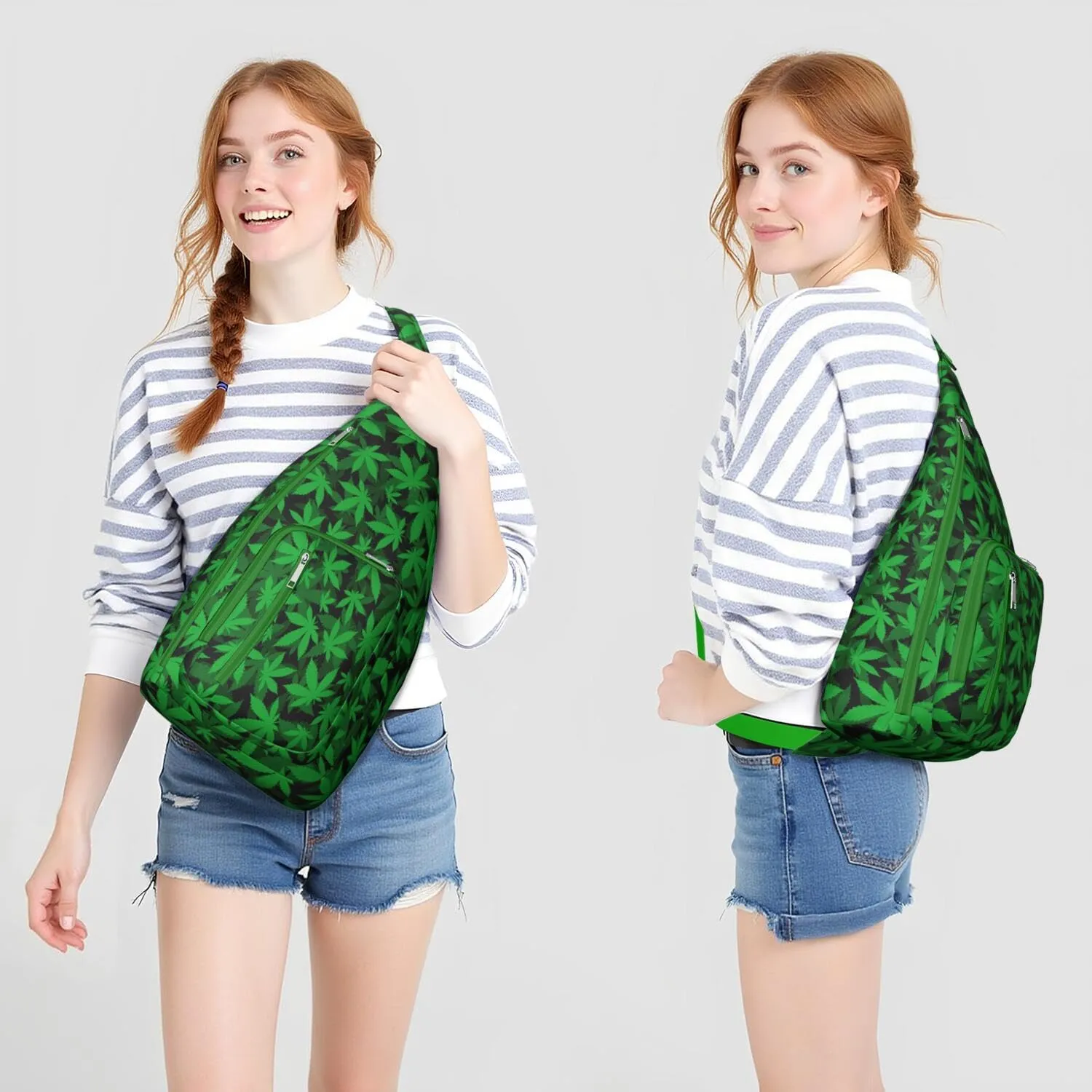 Shoulder Sling Crossbody Casual Chest Bag For Travel Sports Running,Backpack for Men & Women Lightweight Sports BagCrossbody Concealed Carry,Marijuana Leaf Shoulder Bag Waterproof Chest Bag