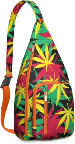 Shoulder Sling Crossbody Casual Chest Bag For Travel Sports Running,Backpack for Men & Women Lightweight Sports BagCrossbody Concealed Carry,Marijuana Leaf Shoulder Bag Waterproof Chest Bag