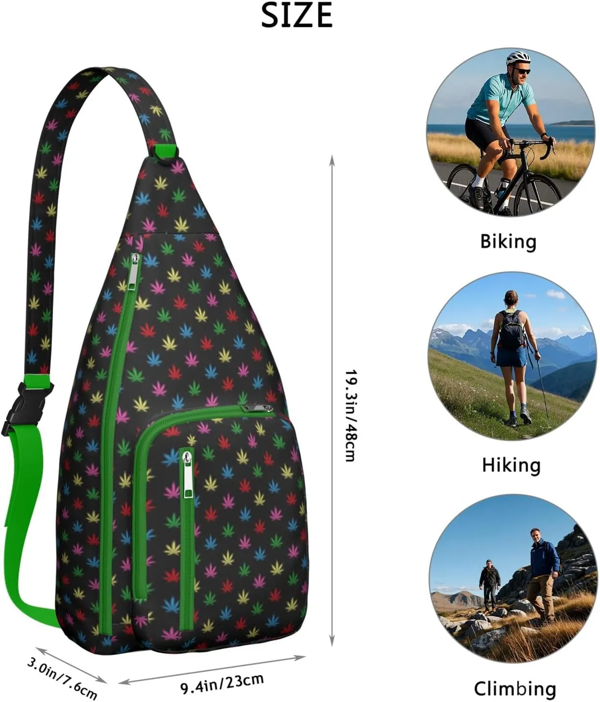 Shoulder Sling Crossbody Casual Chest Bag For Travel Sports Running,Backpack for Men & Women Lightweight Sports BagCrossbody Concealed Carry,Marijuana Leaf Shoulder Bag Waterproof Chest Bag