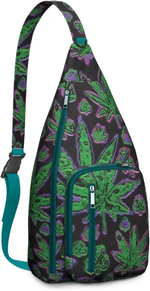 Shoulder Sling Crossbody Casual Chest Bag For Travel Sports Running,Backpack for Men & Women Lightweight Sports BagCrossbody Concealed Carry,Marijuana Leaf Shoulder Bag Waterproof Chest Bag