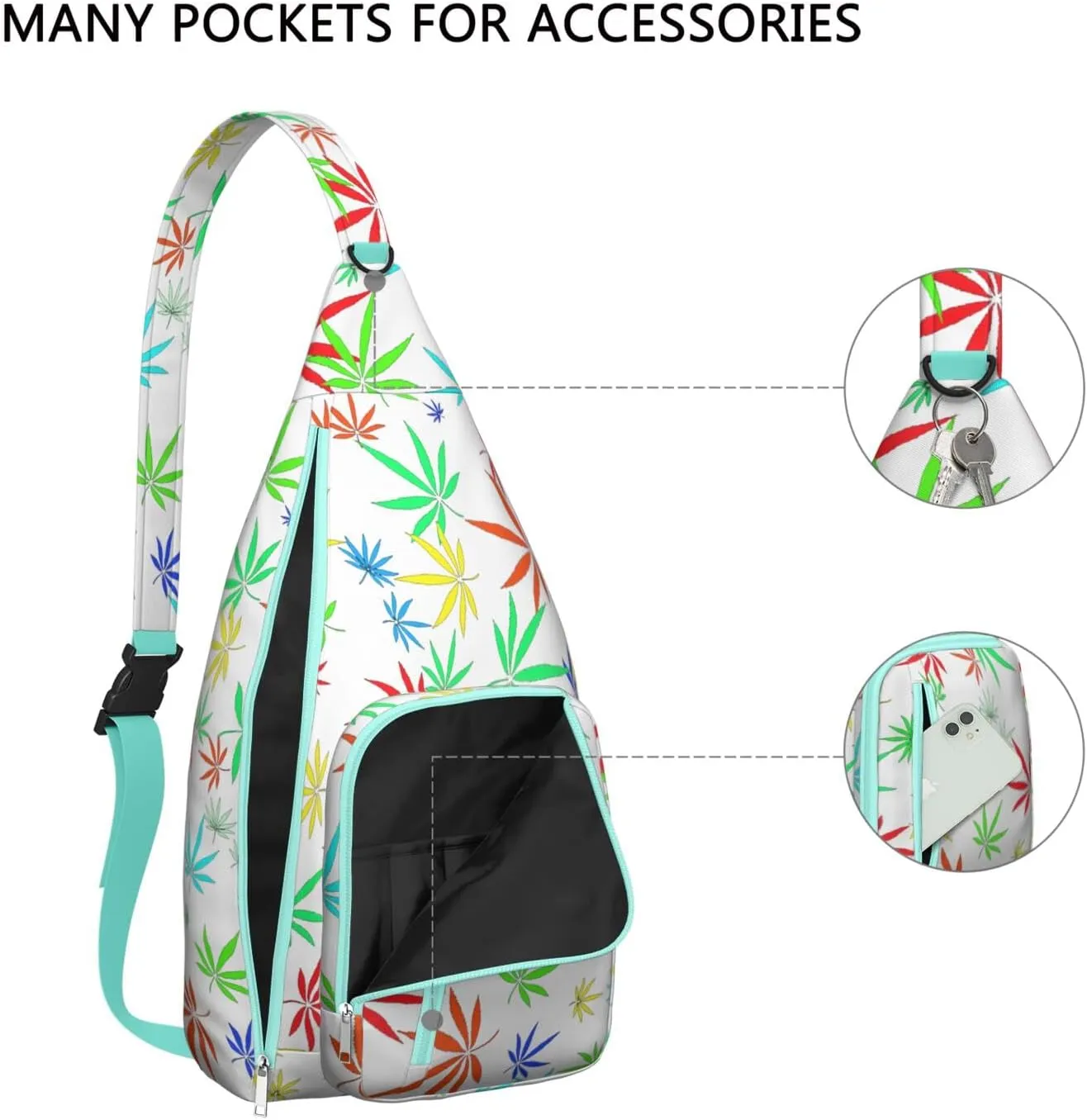 Shoulder Sling Crossbody Casual Chest Bag For Travel Sports Running,Backpack for Men & Women Lightweight Sports BagCrossbody Concealed Carry,Marijuana Leaf Shoulder Bag Waterproof Chest Bag