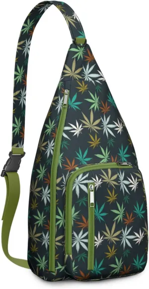 Shoulder Sling Crossbody Casual Chest Bag For Travel Sports Running,Backpack for Men & Women Lightweight Sports BagCrossbody Concealed Carry,Marijuana Leaf Shoulder Bag Waterproof Chest Bag