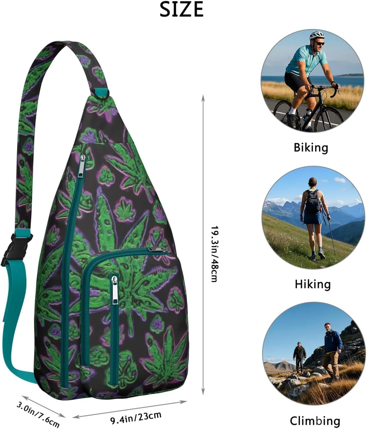 Shoulder Sling Crossbody Casual Chest Bag For Travel Sports Running,Backpack for Men & Women Lightweight Sports BagCrossbody Concealed Carry,Marijuana Leaf Shoulder Bag Waterproof Chest Bag