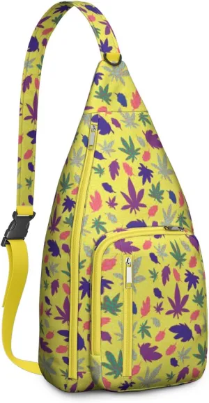 Shoulder Sling Crossbody Casual Chest Bag For Travel Sports Running,Backpack for Men & Women Lightweight Sports BagCrossbody Concealed Carry,Marijuana Leaf Shoulder Bag Waterproof Chest Bag