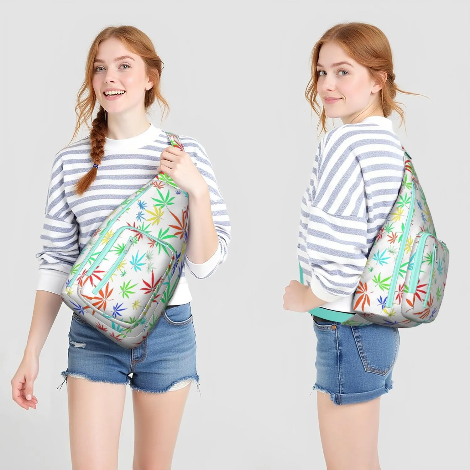 Shoulder Sling Crossbody Casual Chest Bag For Travel Sports Running,Backpack for Men & Women Lightweight Sports BagCrossbody Concealed Carry,Marijuana Leaf Shoulder Bag Waterproof Chest Bag