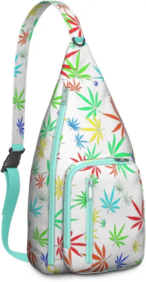 Shoulder Sling Crossbody Casual Chest Bag For Travel Sports Running,Backpack for Men & Women Lightweight Sports BagCrossbody Concealed Carry,Marijuana Leaf Shoulder Bag Waterproof Chest Bag