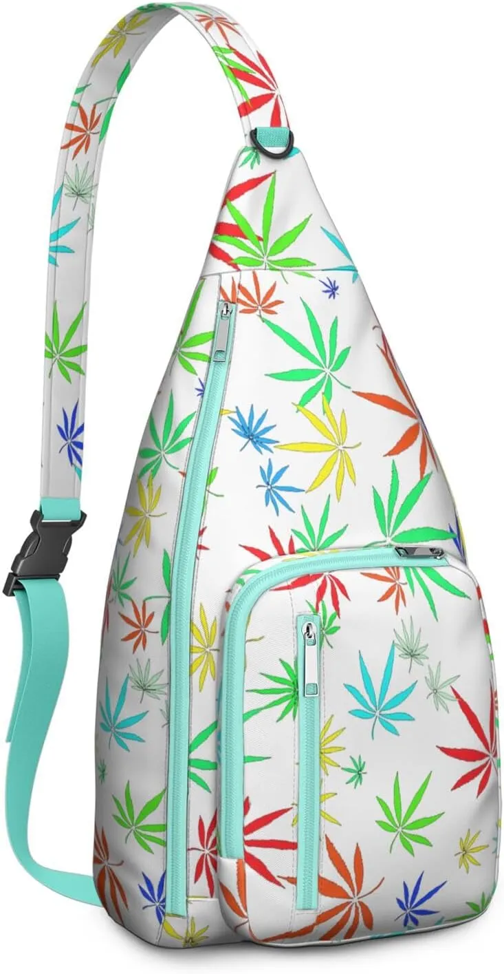 Shoulder Sling Crossbody Casual Chest Bag For Travel Sports Running,Backpack for Men & Women Lightweight Sports BagCrossbody Concealed Carry,Marijuana Leaf Shoulder Bag Waterproof Chest Bag