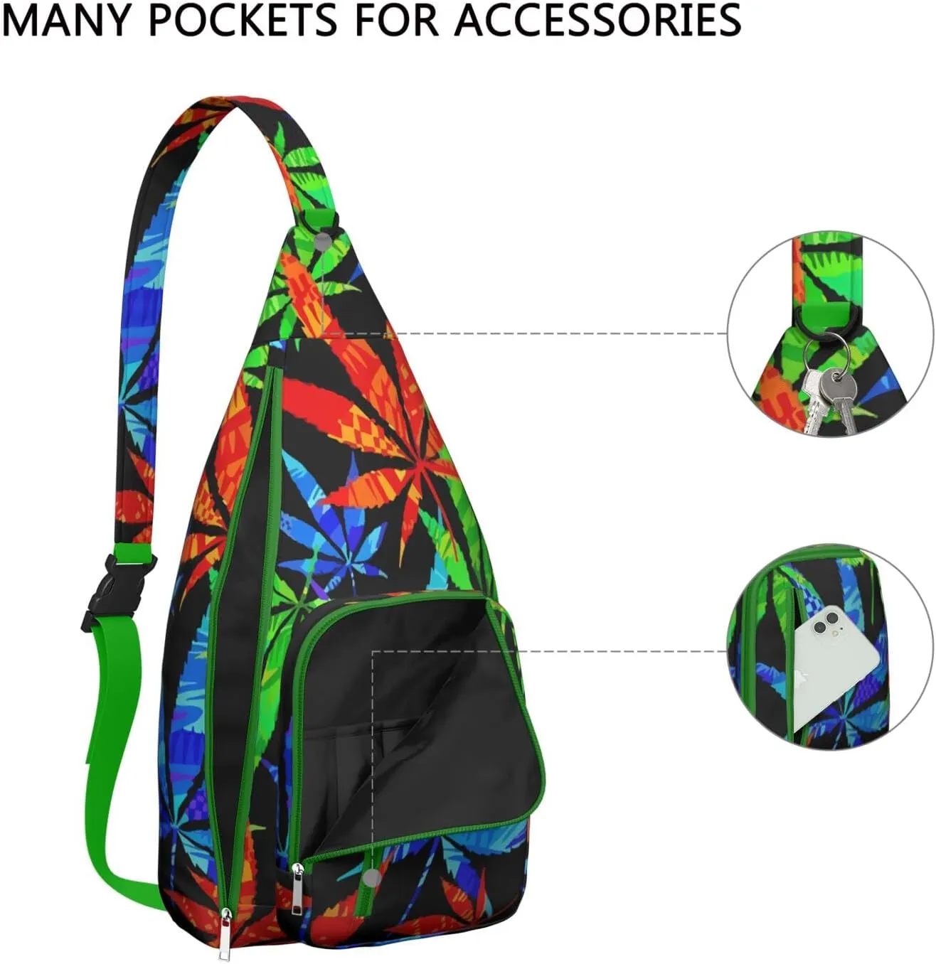 Shoulder Sling Crossbody Casual Chest Bag For Travel Sports Running,Backpack for Men & Women Lightweight Sports BagCrossbody Concealed Carry,Marijuana Leaf Shoulder Bag Waterproof Chest Bag