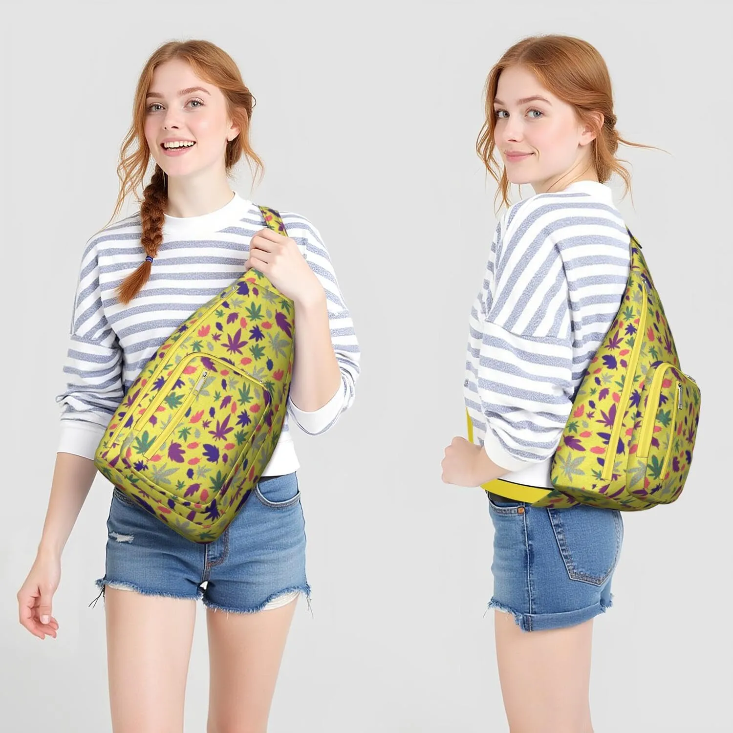 Shoulder Sling Crossbody Casual Chest Bag For Travel Sports Running,Backpack for Men & Women Lightweight Sports BagCrossbody Concealed Carry,Marijuana Leaf Shoulder Bag Waterproof Chest Bag