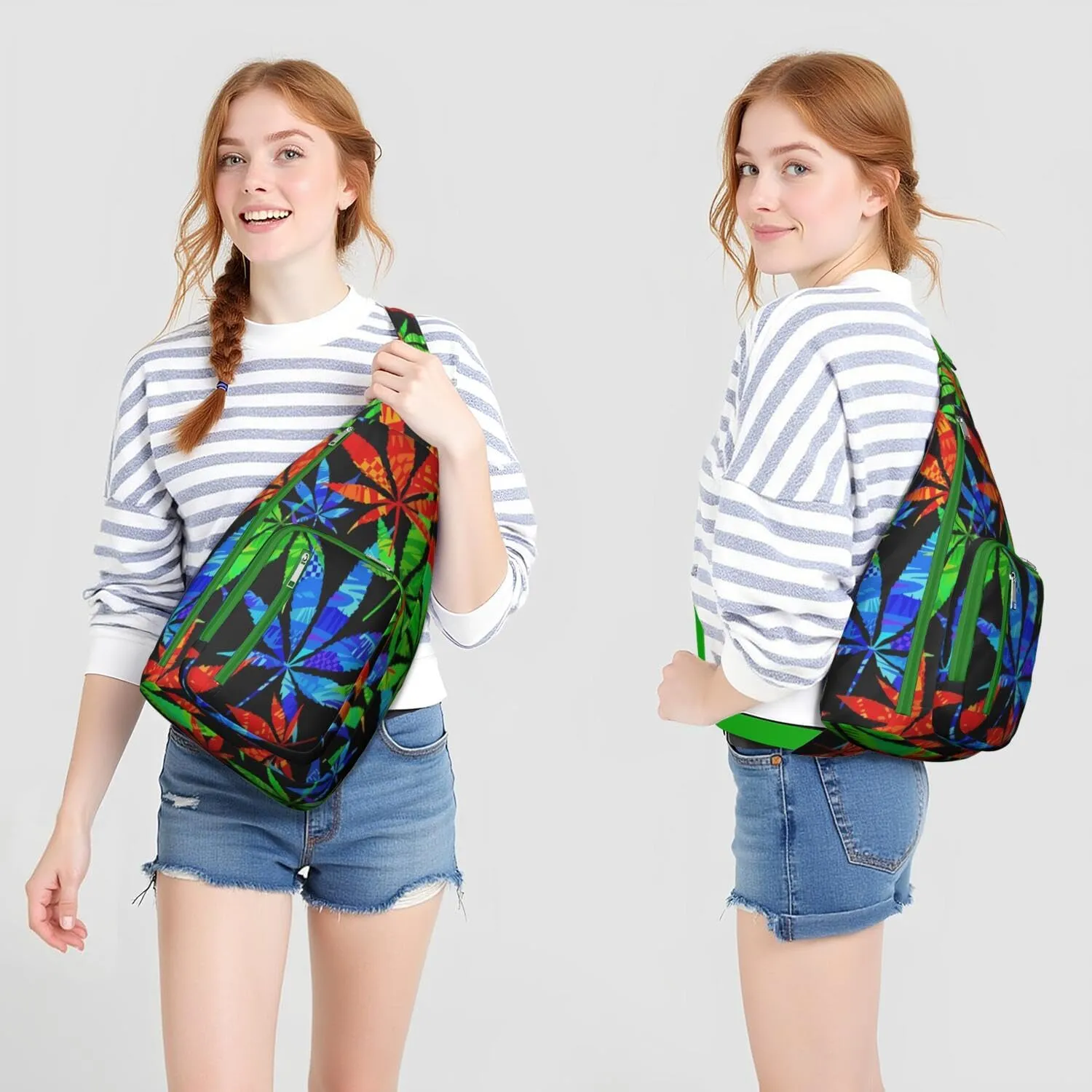 Shoulder Sling Crossbody Casual Chest Bag For Travel Sports Running,Backpack for Men & Women Lightweight Sports BagCrossbody Concealed Carry,Marijuana Leaf Shoulder Bag Waterproof Chest Bag