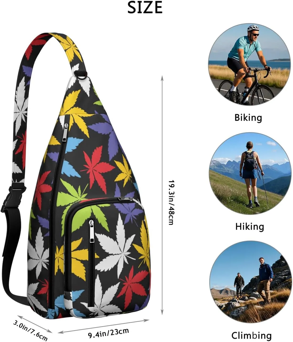 Shoulder Sling Crossbody Casual Chest Bag For Travel Sports Running,Backpack for Men & Women Lightweight Sports BagCrossbody Concealed Carry,Marijuana Leaf Shoulder Bag Waterproof Chest Bag