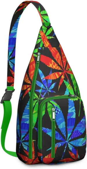 Shoulder Sling Crossbody Casual Chest Bag For Travel Sports Running,Backpack for Men & Women Lightweight Sports BagCrossbody Concealed Carry,Marijuana Leaf Shoulder Bag Waterproof Chest Bag