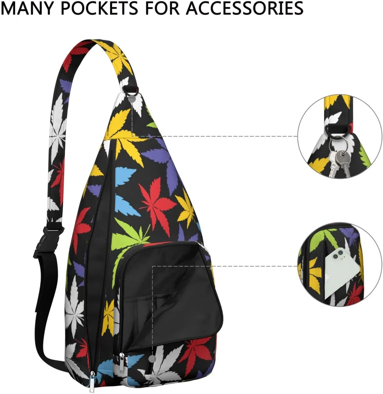 Shoulder Sling Crossbody Casual Chest Bag For Travel Sports Running,Backpack for Men & Women Lightweight Sports BagCrossbody Concealed Carry,Marijuana Leaf Shoulder Bag Waterproof Chest Bag