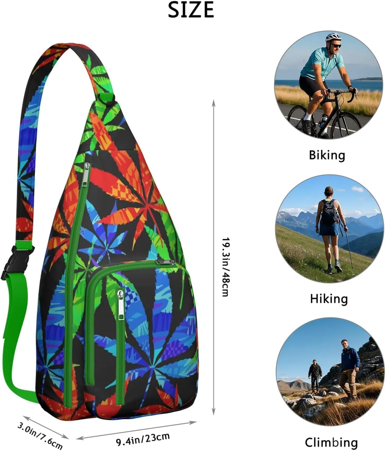 Shoulder Sling Crossbody Casual Chest Bag For Travel Sports Running,Backpack for Men & Women Lightweight Sports BagCrossbody Concealed Carry,Marijuana Leaf Shoulder Bag Waterproof Chest Bag