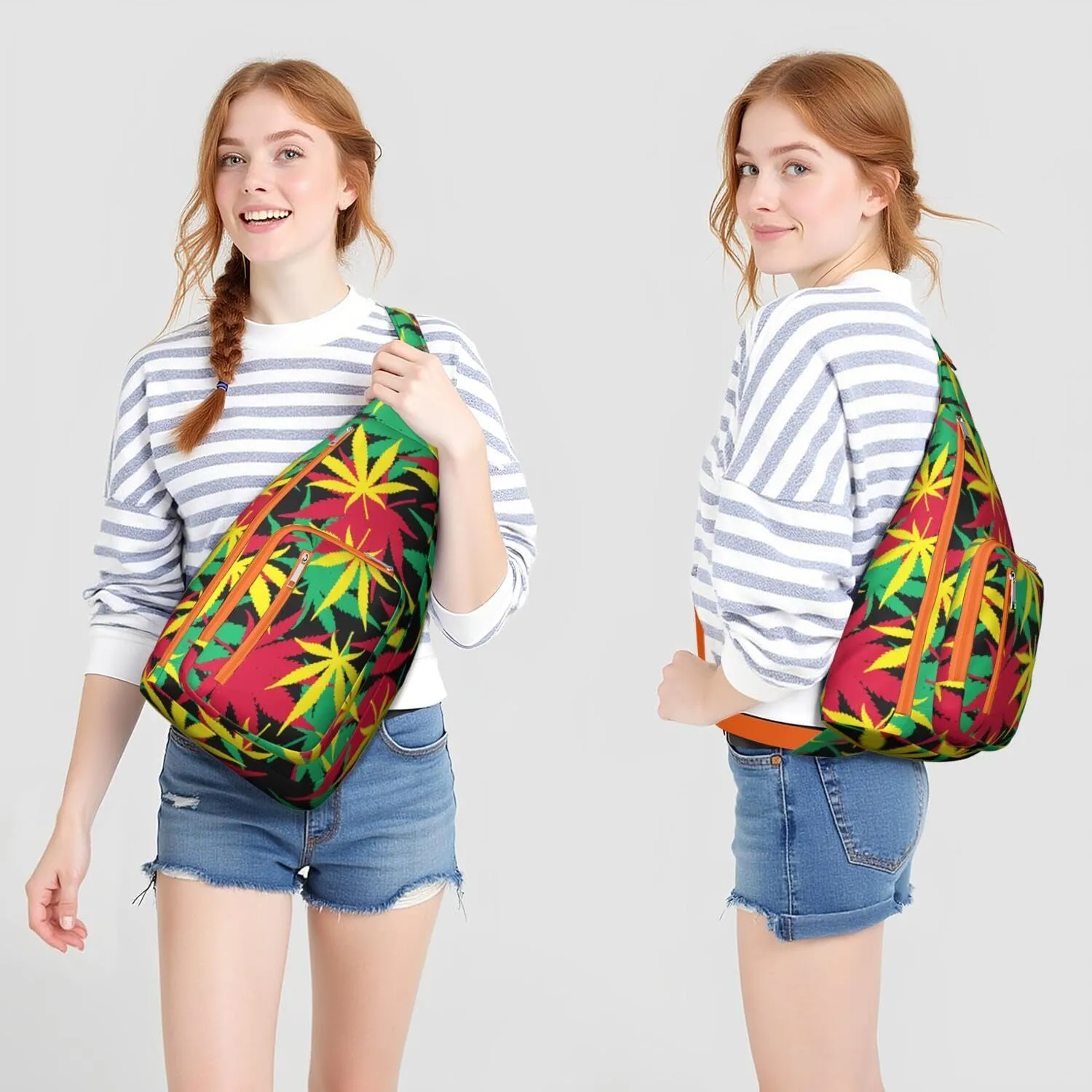 Shoulder Sling Crossbody Casual Chest Bag For Travel Sports Running,Backpack for Men & Women Lightweight Sports BagCrossbody Concealed Carry,Marijuana Leaf Shoulder Bag Waterproof Chest Bag