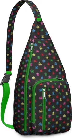 Shoulder Sling Crossbody Casual Chest Bag For Travel Sports Running,Backpack for Men & Women Lightweight Sports BagCrossbody Concealed Carry,Marijuana Leaf Shoulder Bag Waterproof Chest Bag