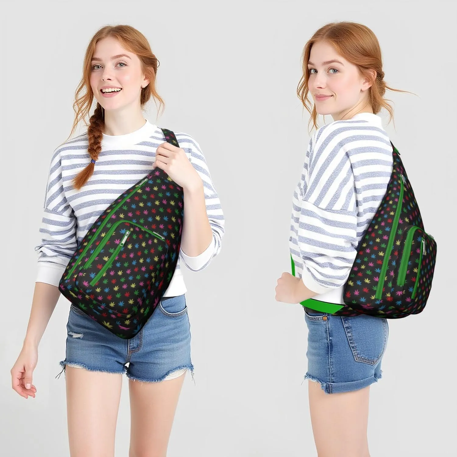 Shoulder Sling Crossbody Casual Chest Bag For Travel Sports Running,Backpack for Men & Women Lightweight Sports BagCrossbody Concealed Carry,Marijuana Leaf Shoulder Bag Waterproof Chest Bag