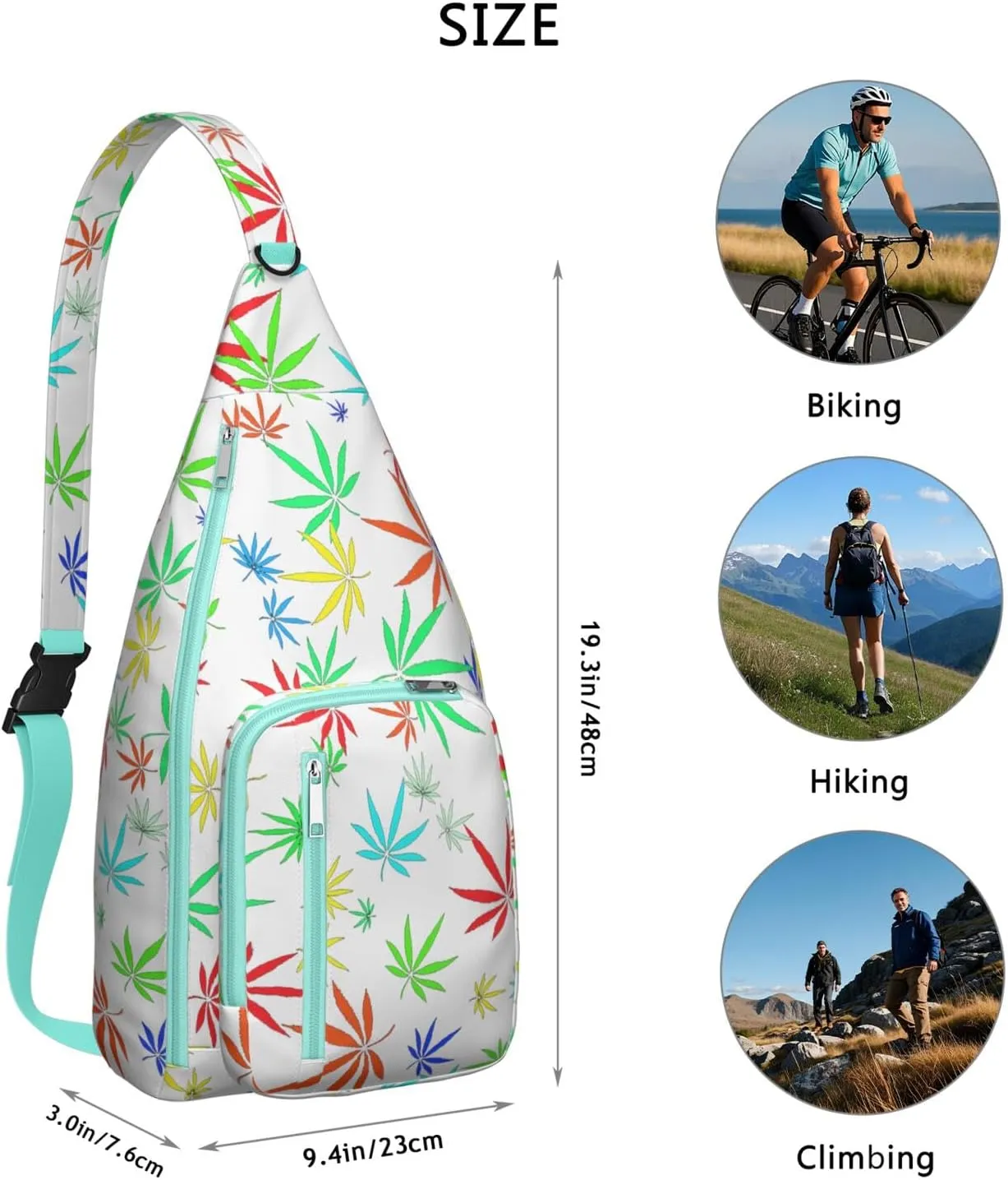 Shoulder Sling Crossbody Casual Chest Bag For Travel Sports Running,Backpack for Men & Women Lightweight Sports BagCrossbody Concealed Carry,Marijuana Leaf Shoulder Bag Waterproof Chest Bag