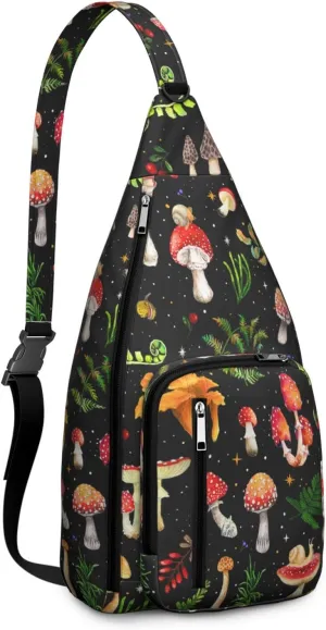Shoulder Sling Crossbody Casual Chest Bag For Travel Sports Running,Backpack for Men & Women Lightweight Sports BagCrossbody Concealed Carry,Mushroom Shoulder Bag Waterproof Chest Bag
