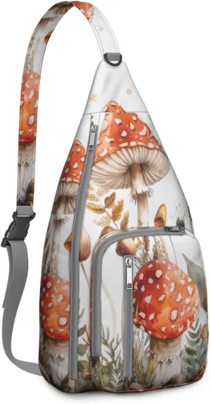 Shoulder Sling Crossbody Casual Chest Bag For Travel Sports Running,Backpack for Men & Women Lightweight Sports BagCrossbody Concealed Carry,Mushroom Shoulder Bag Waterproof Chest Bag