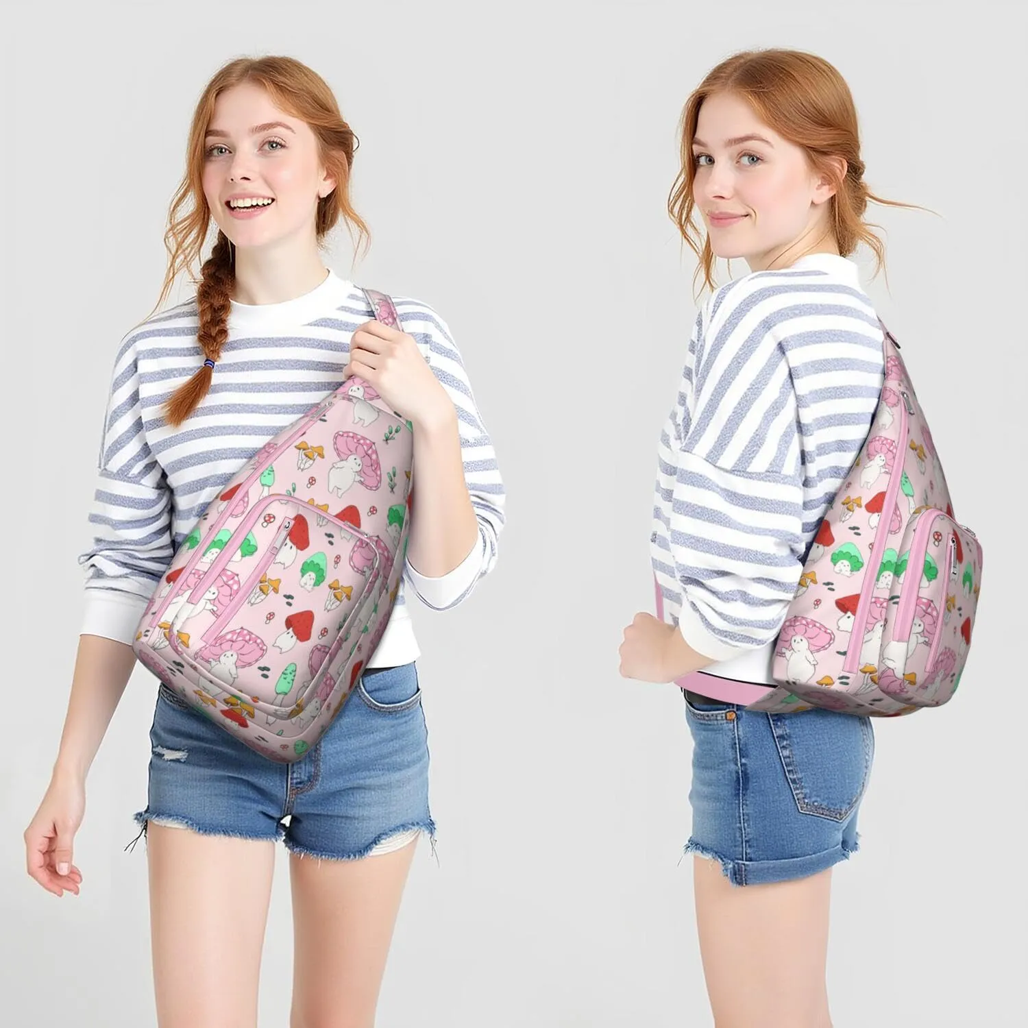 Shoulder Sling Crossbody Casual Chest Bag For Travel Sports Running,Backpack for Men & Women Lightweight Sports BagCrossbody Concealed Carry,Mushroom Shoulder Bag Waterproof Chest Bag