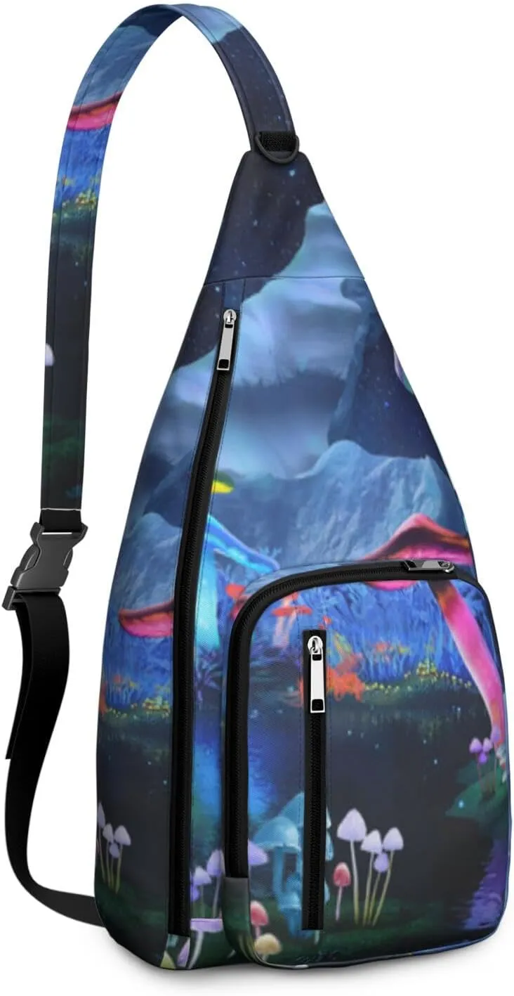 Shoulder Sling Crossbody Casual Chest Bag For Travel Sports Running,Backpack for Men & Women Lightweight Sports BagCrossbody Concealed Carry,Mushroom Shoulder Bag Waterproof Chest Bag